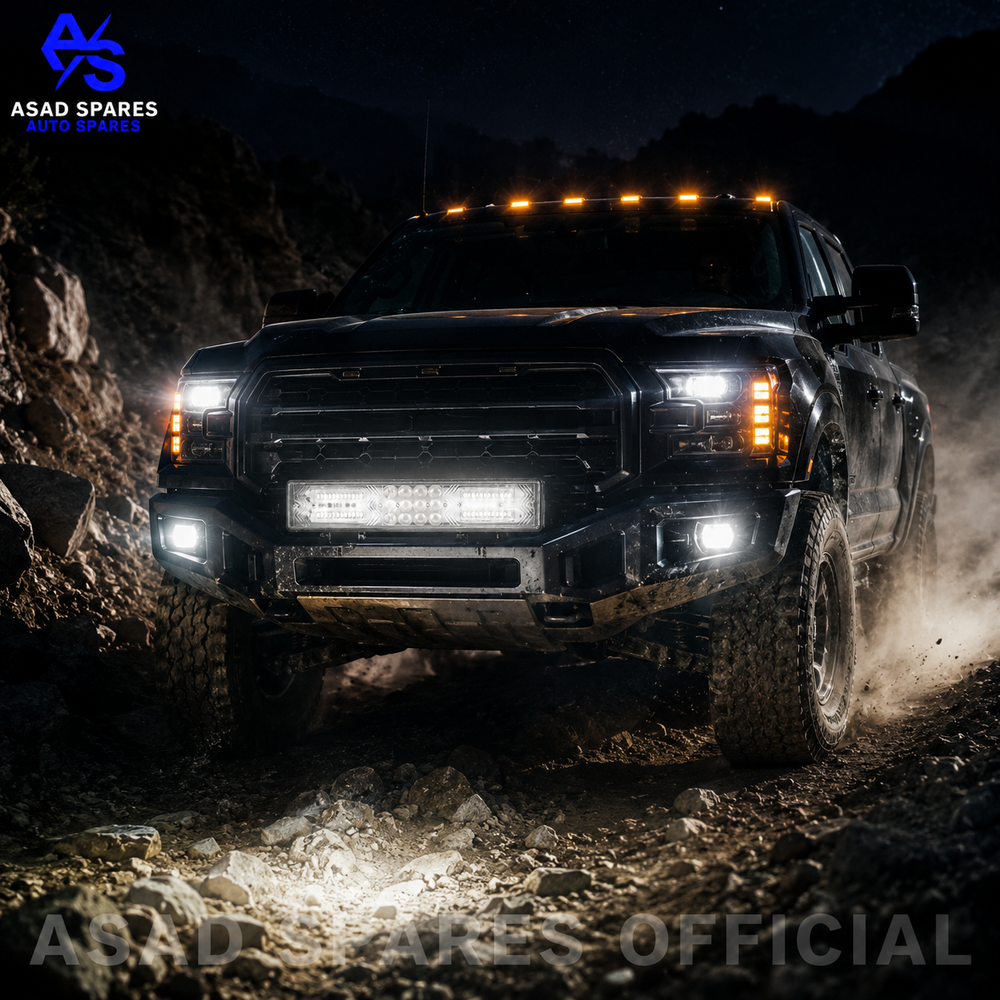 180W LED light bar mounted on 4x4 vehicle roof and front bumper for enhanced trail visibility and adventure driving