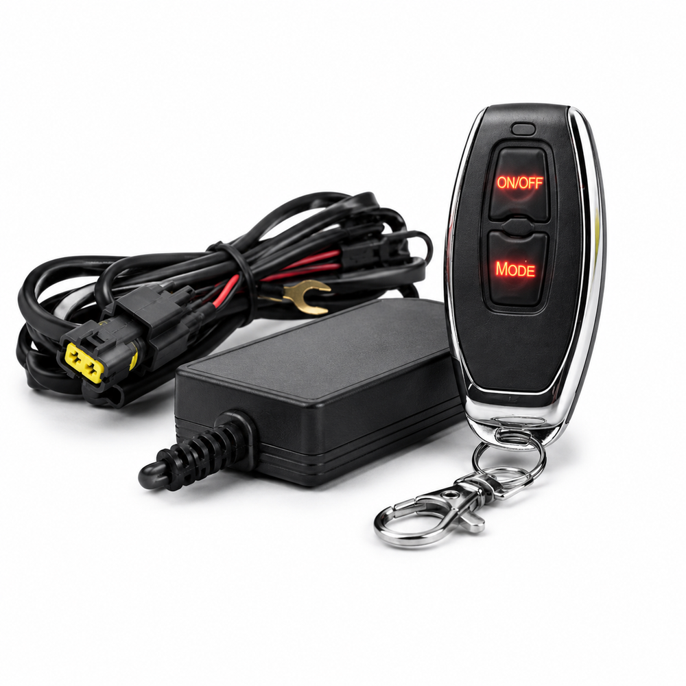 Devil Eyes LED driving lights displaying multiple dynamic color patterns and animation effects for unique vehicle styling