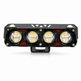 ASAD SPARES 4-bead LED hooded spotlight with Devil Eyes yellow and white dual light ring for motorcycles front product view