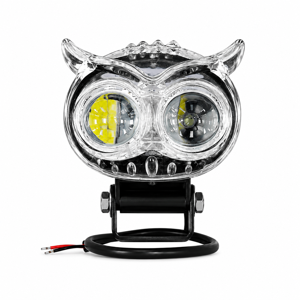 ASAD SPARES BAOBAO FRGB Owl Mini dual color LED fog lights with white and yellow beam for motorcycles front product view
