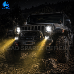 BAOBAO FRGB Owl Mini LED fog lights illuminating dark roads with powerful white and yellow beams during night rides