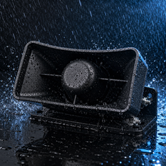 High volume backup alarm providing clear audible reverse warning for trucks trailers and machinery