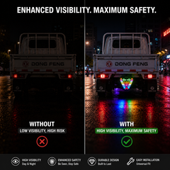 Bright rainbow LED rear bumper light glowing at night for improved braking visibility and stylish road presence