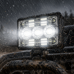 Bright 14 LED work light illuminating construction sites farms and off-road areas during nighttime operations