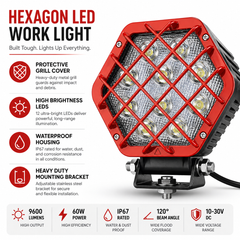ASAD SPARES red LED work light package including mounting hardware protective cover and wiring accessories