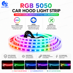 ASAD SPARES blue LED DRL hood light strip package with wiring kit adhesive backing and installation accessories