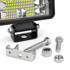 Closeup of heavy duty 4 inch LED work light with high brightness chips and rugged metal body by ASAD SPARES
