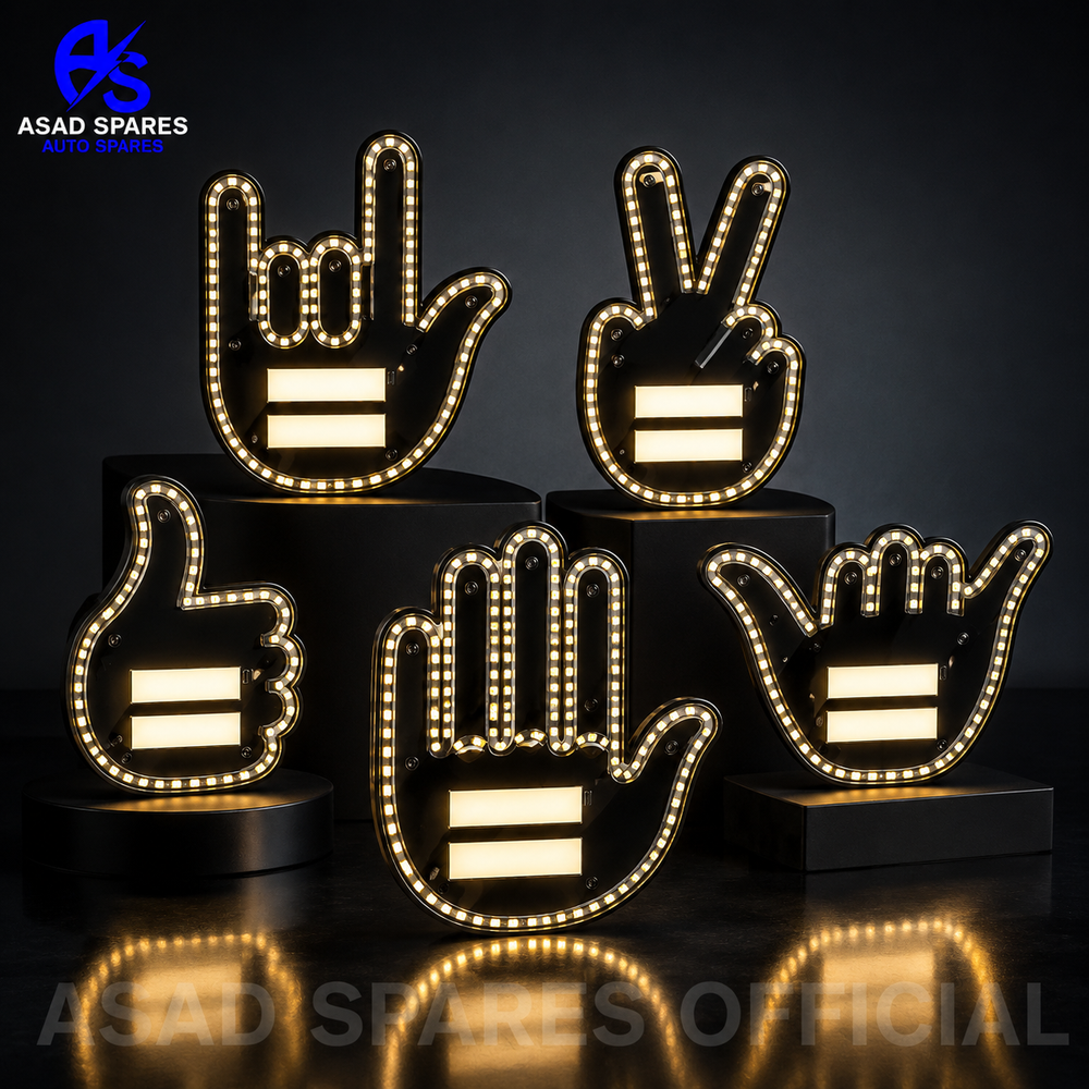 Smart wireless car gesture display light showing expressive LED hand signs for road communication and visibility