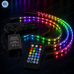 Smart RGB car interior lighting kit with app remote and voice control for modern automotive styling