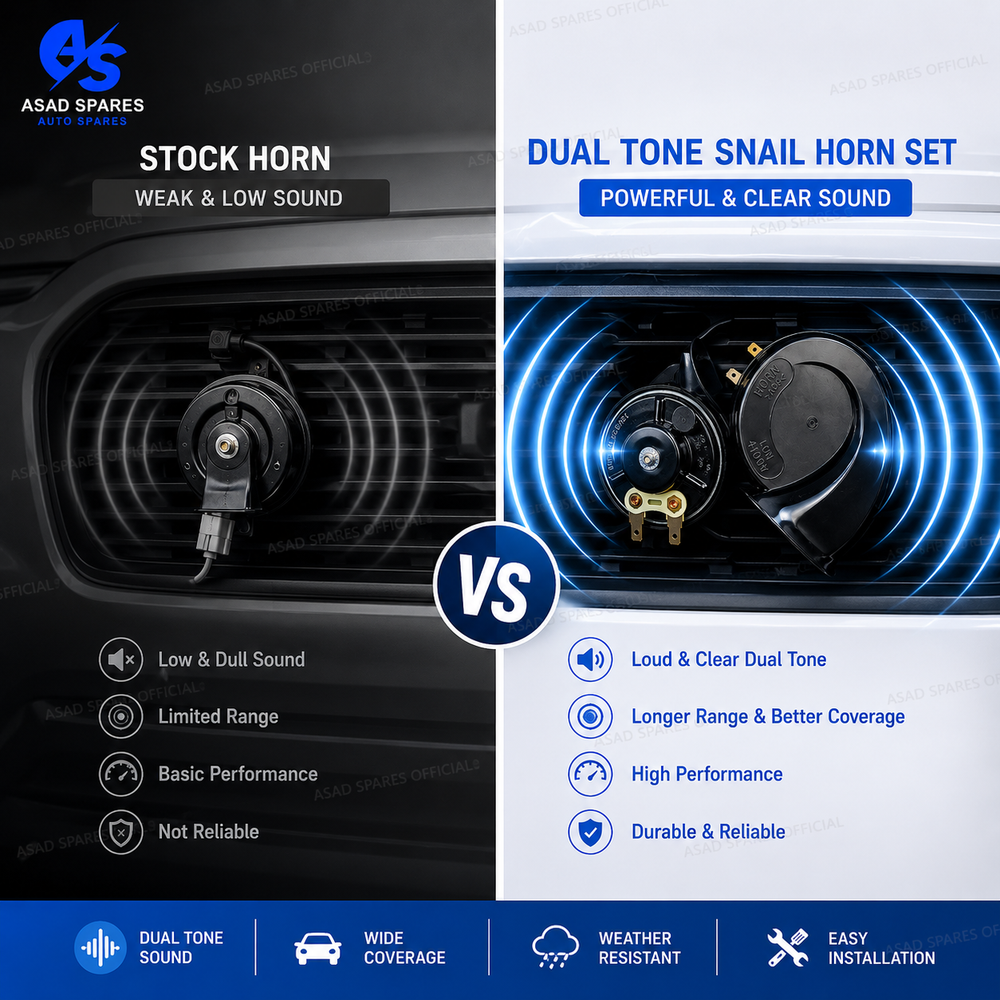 Waterproof 12V car horn with multi sound tones designed for reliable all weather automotive use