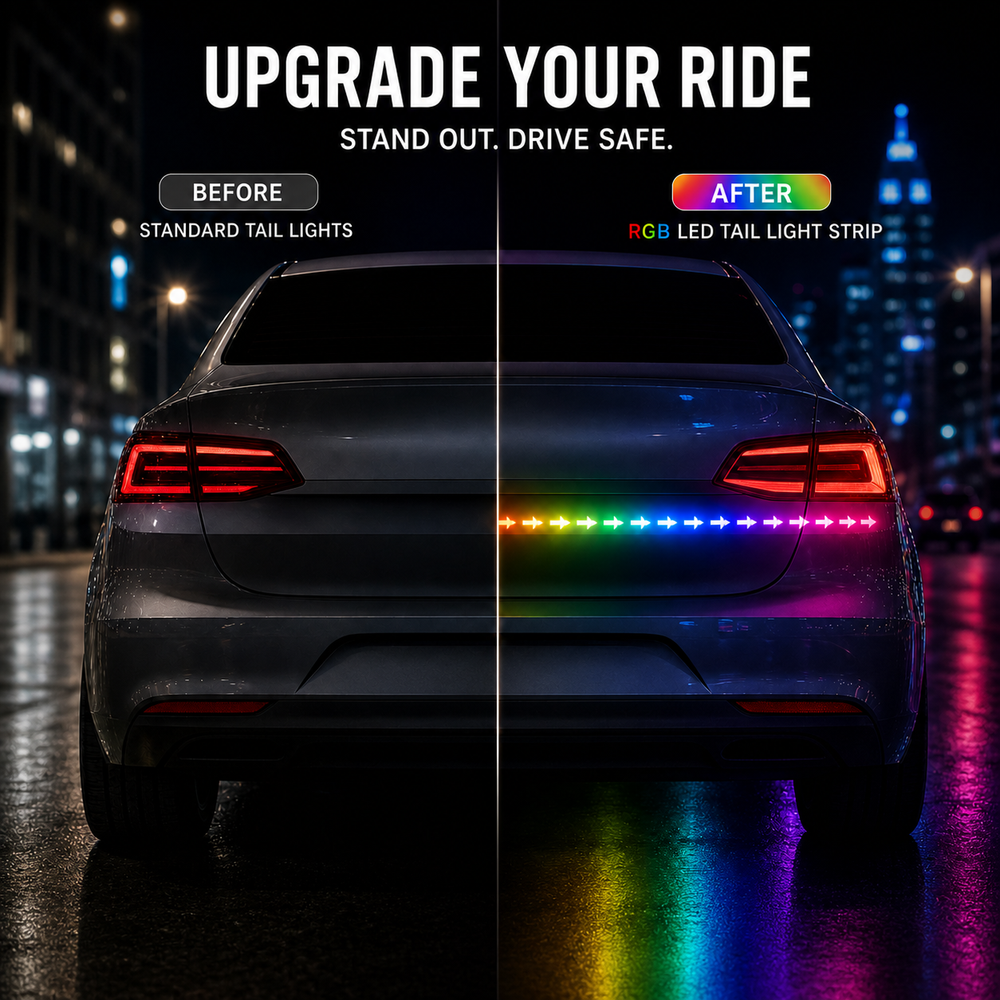 Easy installation LED tail light strip plug and play wiring setup
