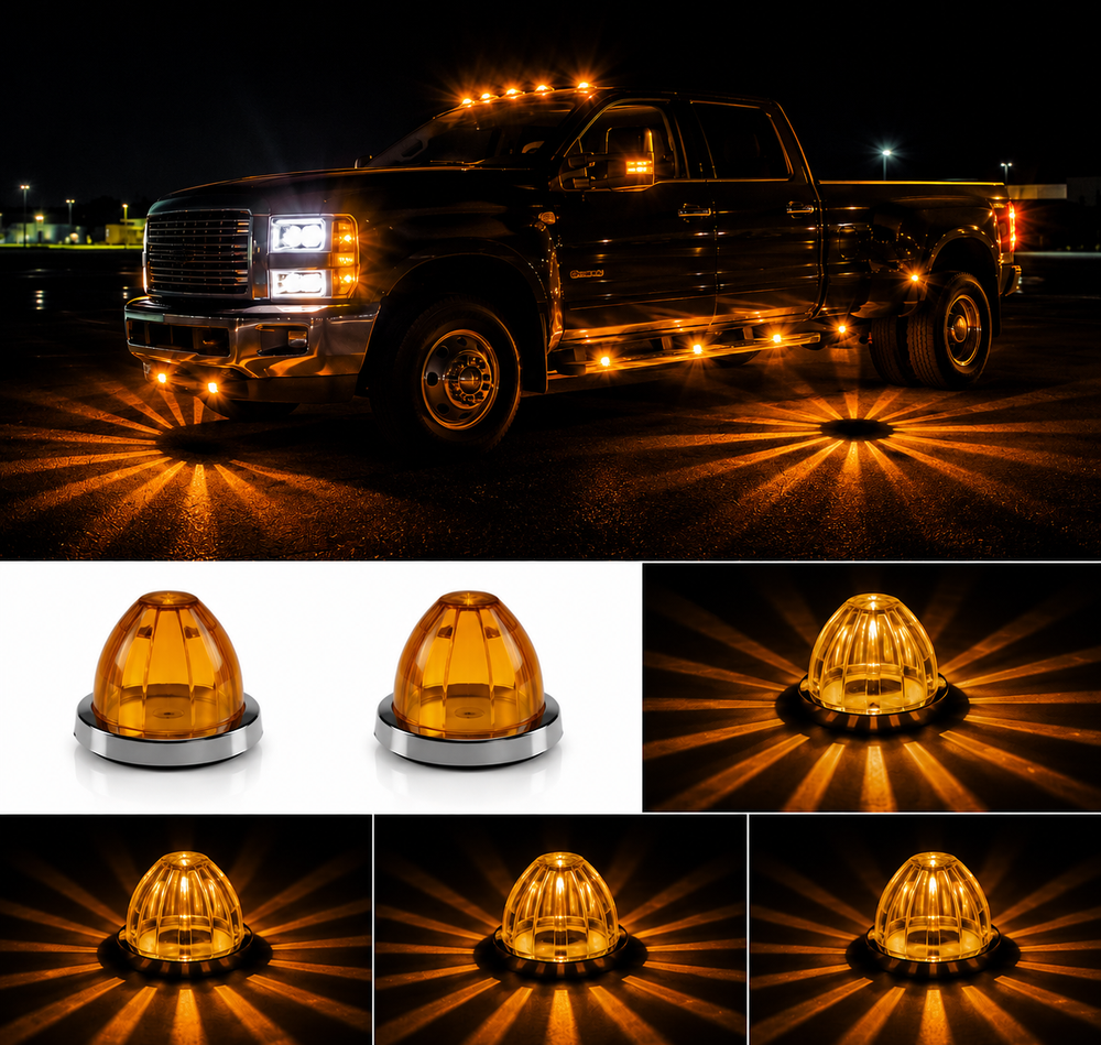 Universal 12V LED strobe marker light compatible with trucks pickups SUVs trailers vans and commercial vehicles
