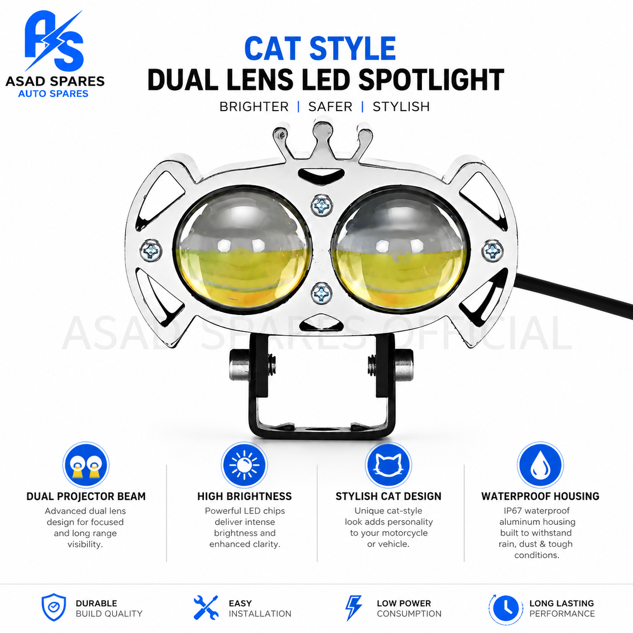 YL2 22W LED driving light illuminating highways and off-road trails for safer motorcycle travel after dark