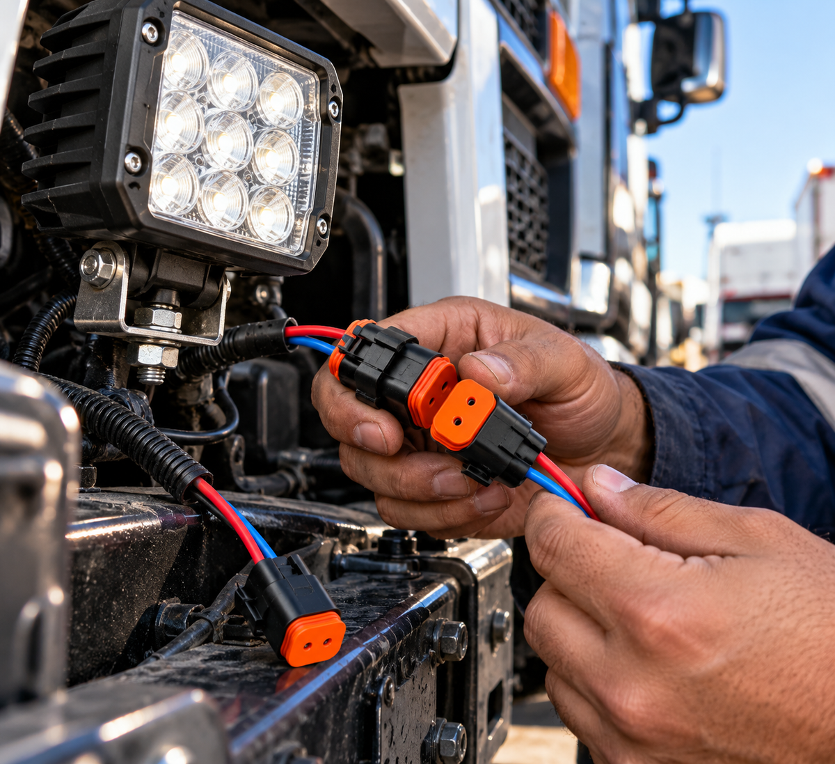 2-Pin Heavy-Duty Automotive Electrical Connector with Wires