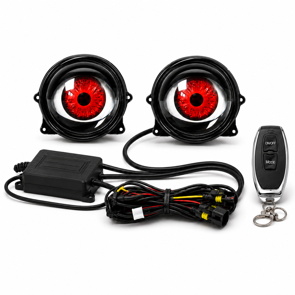ASAD SPARES 3 inch dynamic Devil Eyes LED driving lights with 32 lighting modes for cars motorcycles and custom vehicles
