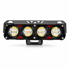 ASAD SPARES 4-bead LED hooded spotlight with Devil Eyes yellow and white dual light ring for motorcycles front product view
