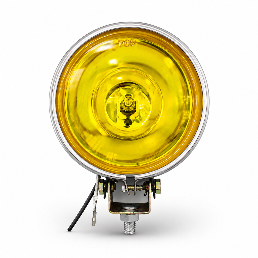 ASAD SPARES 4 inch round halogen fog lamp with yellow beam for cars trucks SUVs and commercial vehicles front product view