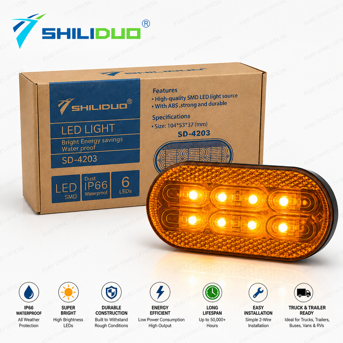 6 LED Side Marker Light (12–36V, IP66)