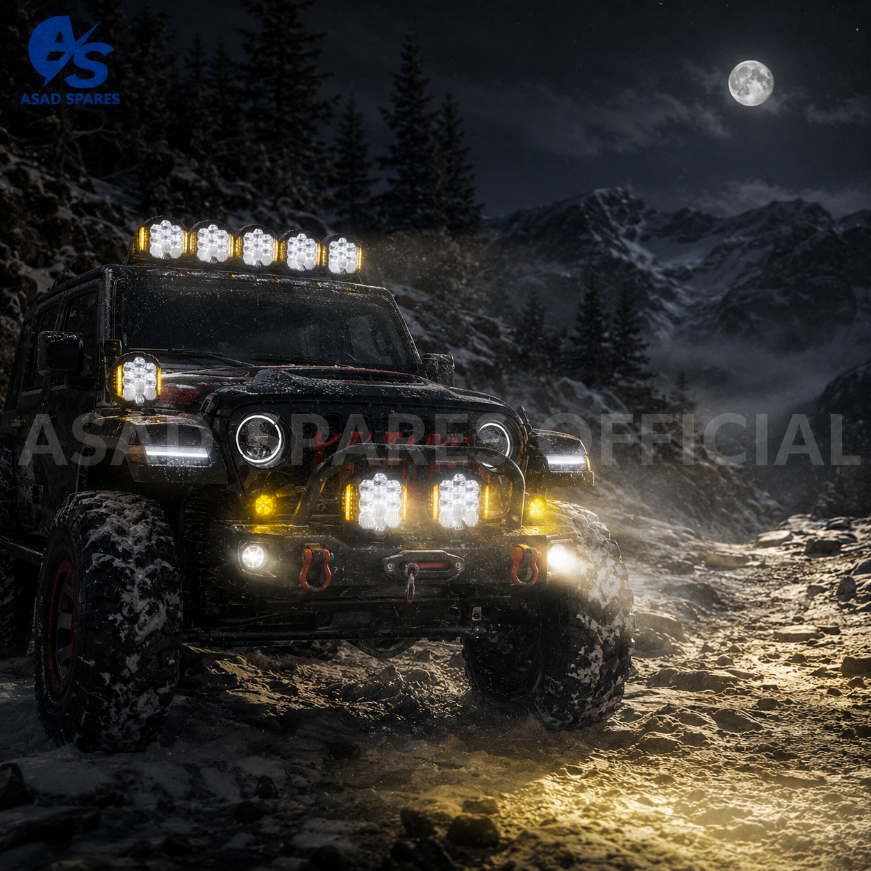 Universal LED driving lights installed on ATV and SUV for rugged terrain exploration and auxiliary lighting support