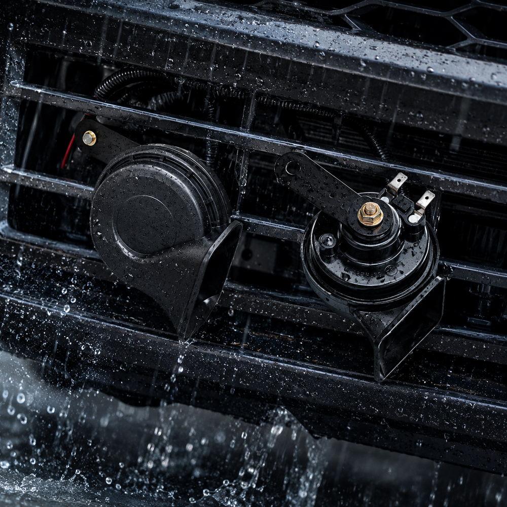 Dual high and low tone snail horn delivering powerful and attention grabbing sound for enhanced road safety