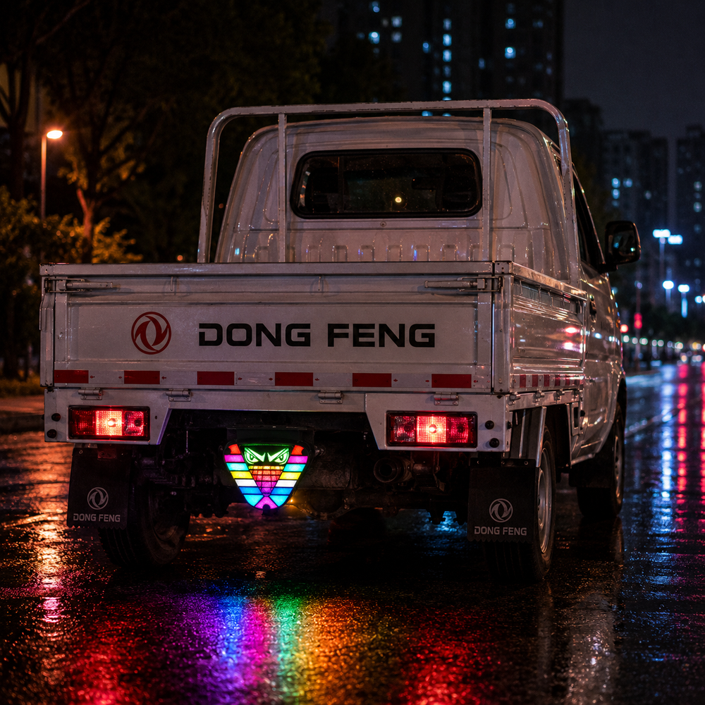 LED rainbow navigation brake light installed on car rear bumper for enhanced visibility and modern vehicle styling