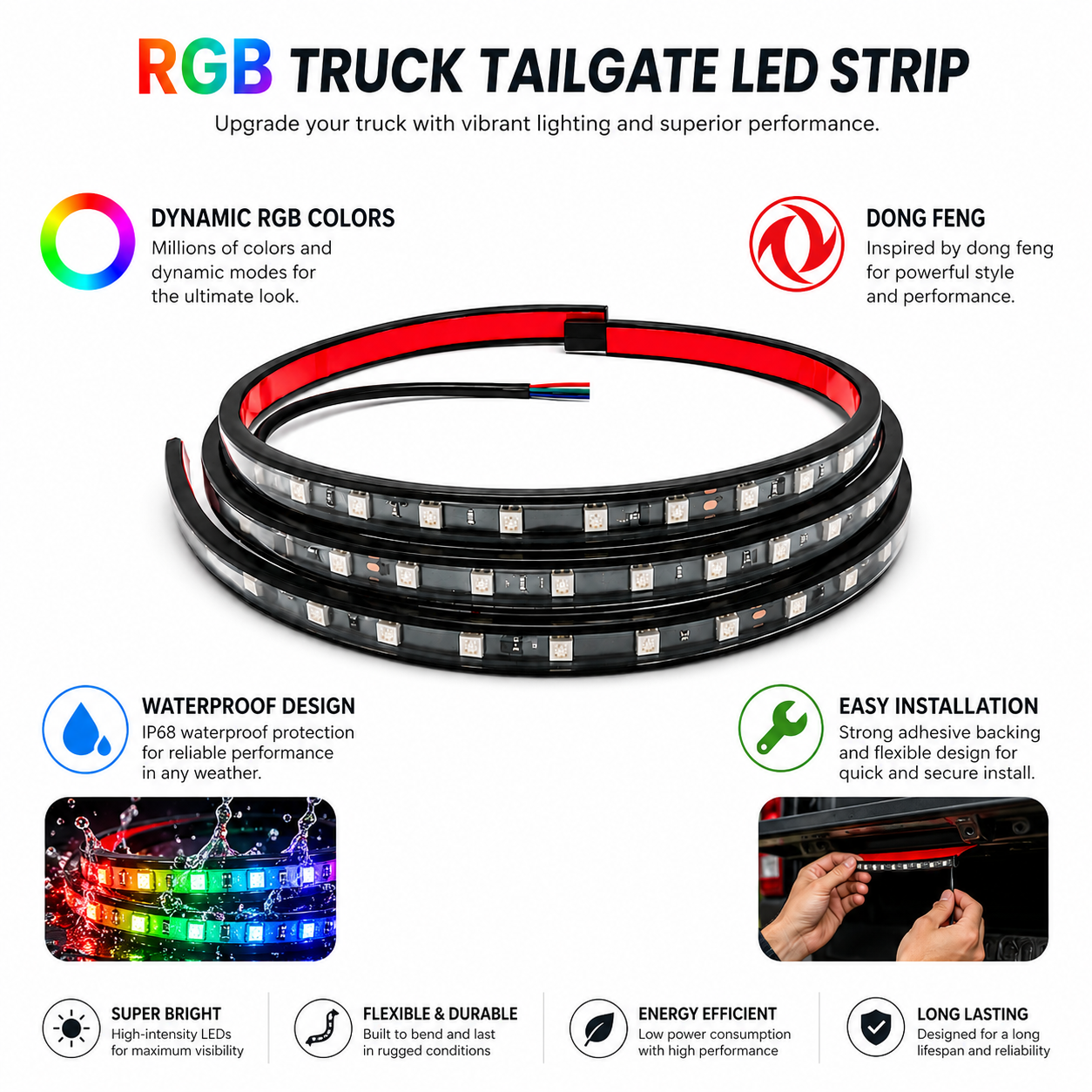 RGB Atmosphere LED Strip (12V/24V) – Strobe Effects, Truck Bed Glow & Instant Ambient Upgrade for Cars, Tailgates & ATVs  | ASAD SPARES™