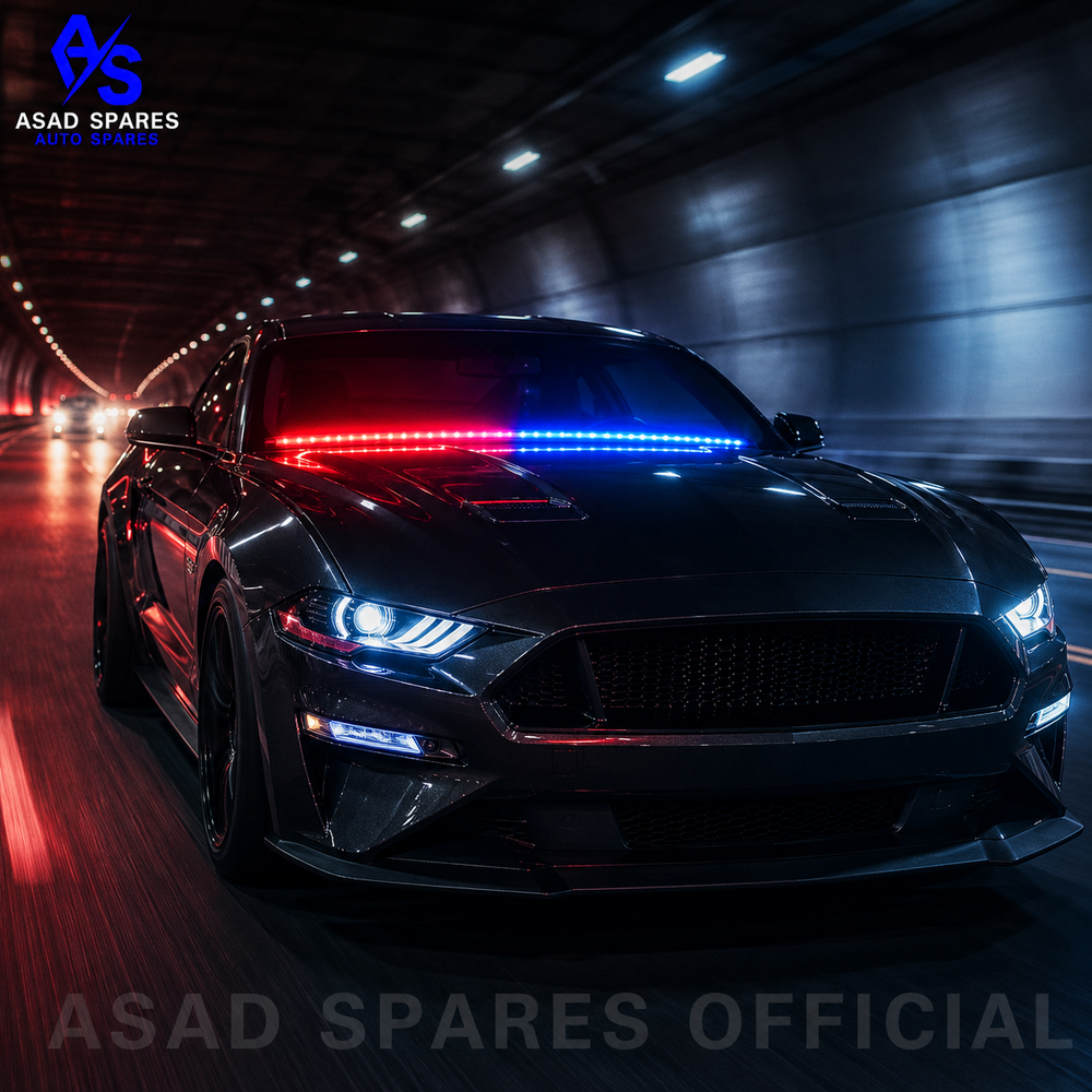 : Flexible LED strip light installed along car dashboard for stylish interior customization and modern appearance