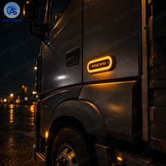 High visibility dual-color LED safety strip displaying bright white and amber lighting for enhanced vehicle visibility and style
