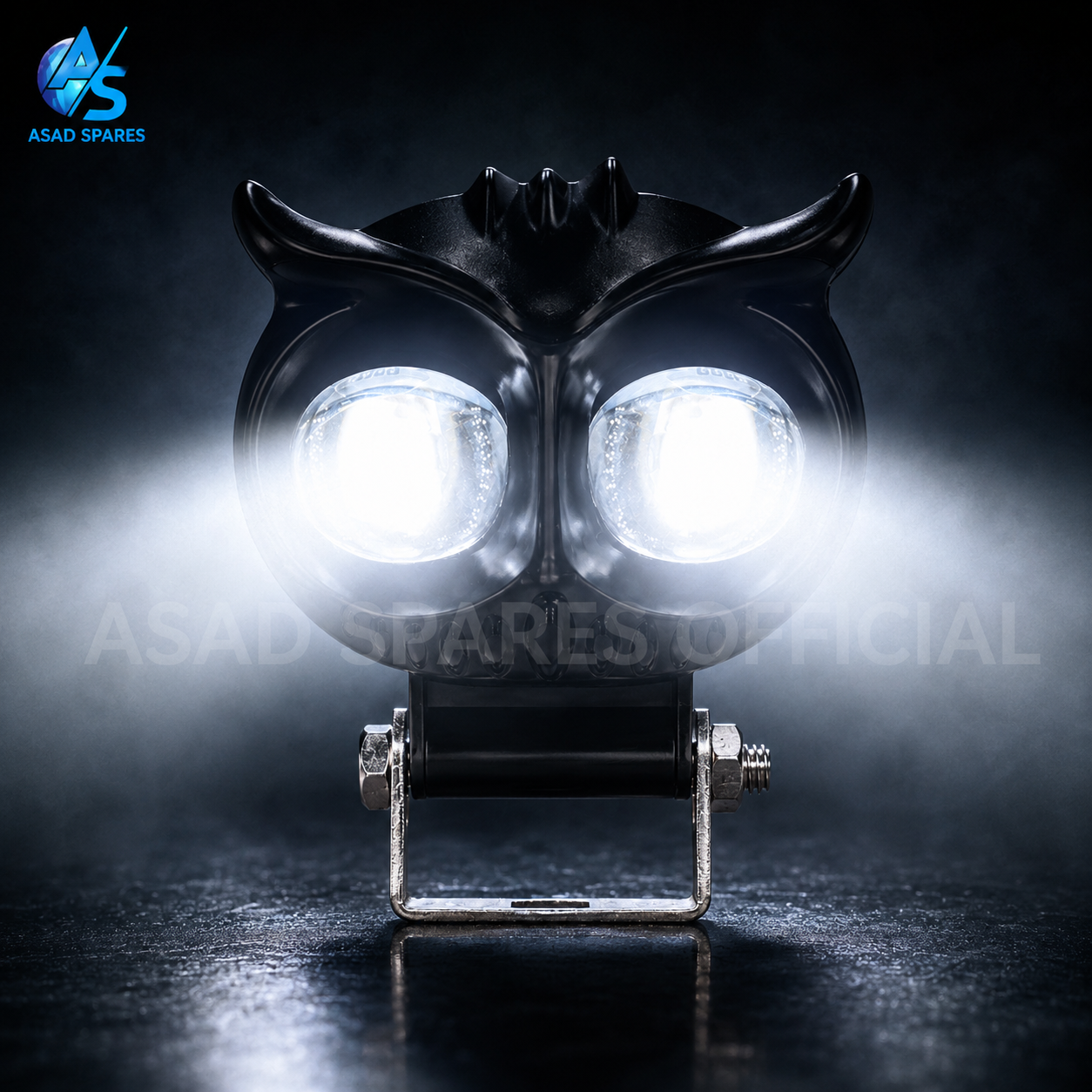 Motorcycle LED spotlight displaying yellow and white dual beam lighting for improved road visibility at night