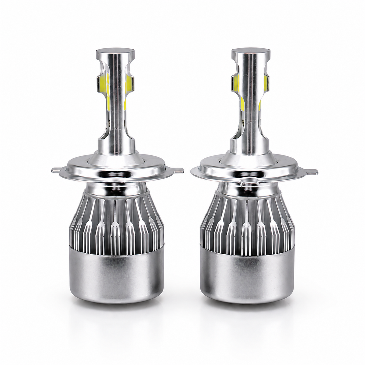 : ASAD SPARES H4 C6 LED headlight bulb high brightness 12V car headlamp front product view with cooling design