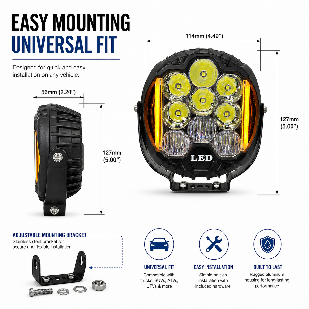 Heavy Duty LED Work Light 24W heavy equipment light