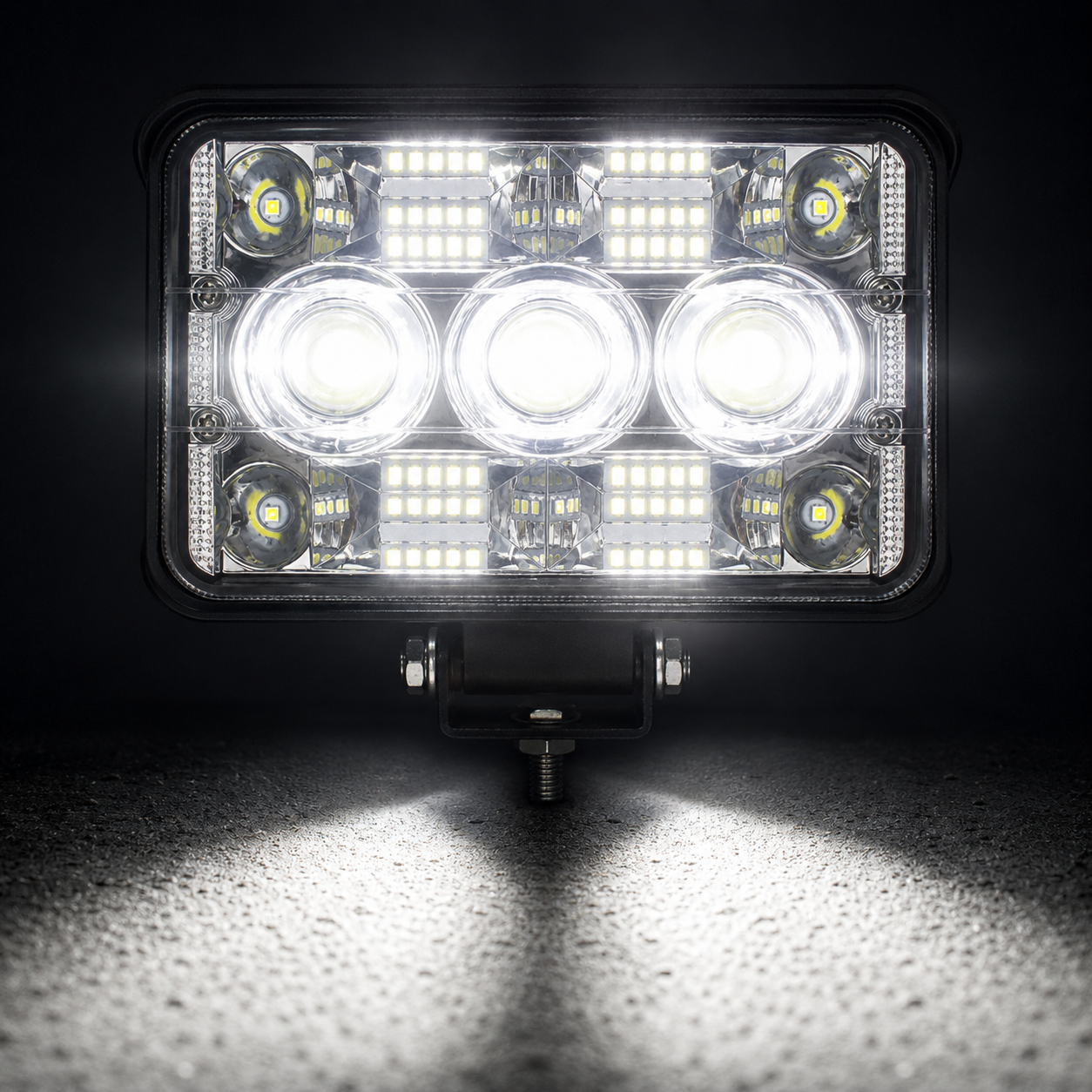 14 LED round work light producing powerful illumination for improved visibility during driving and work operations