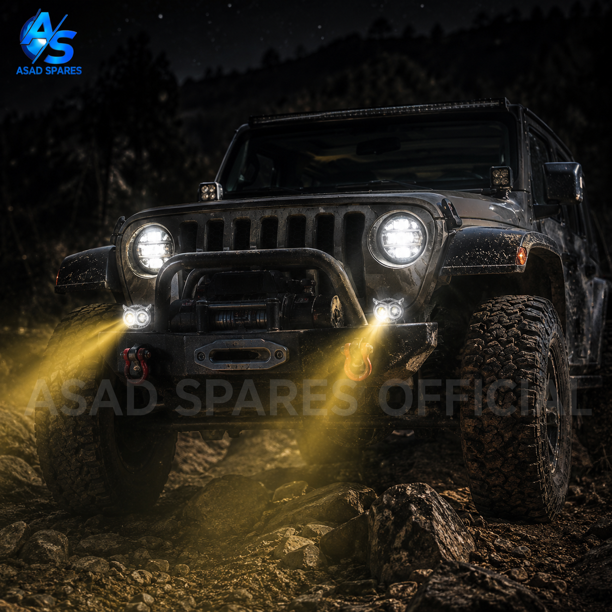 BAOBAO FRGB Owl Mini LED fog lights illuminating dark roads with powerful white and yellow beams during night rides