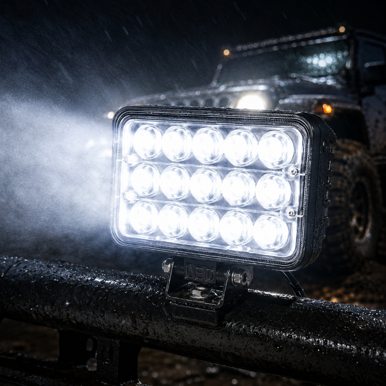 15 LED auxiliary driving lamp featuring high clarity lens for focused beam output and enhanced road visibility