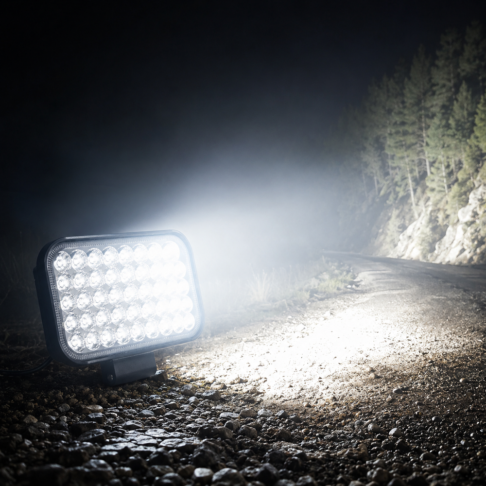 43 LED work light displaying powerful high beam and low beam illumination for enhanced visibility in all conditions
