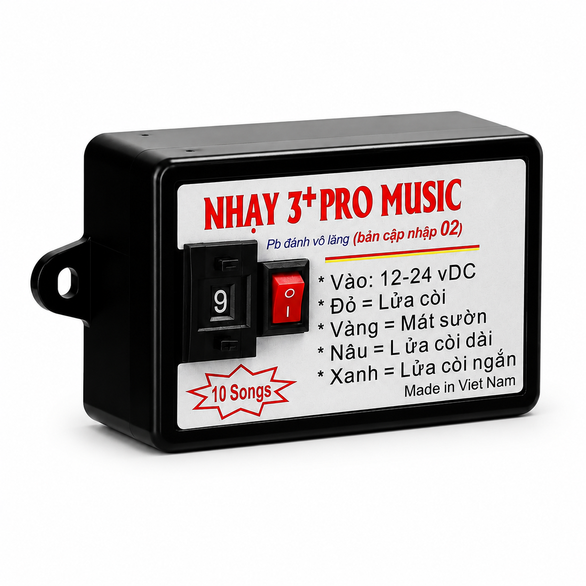 Multi-sound car horn controller with 10 sound effects for cars trucks and boats 12V to 24V front product view