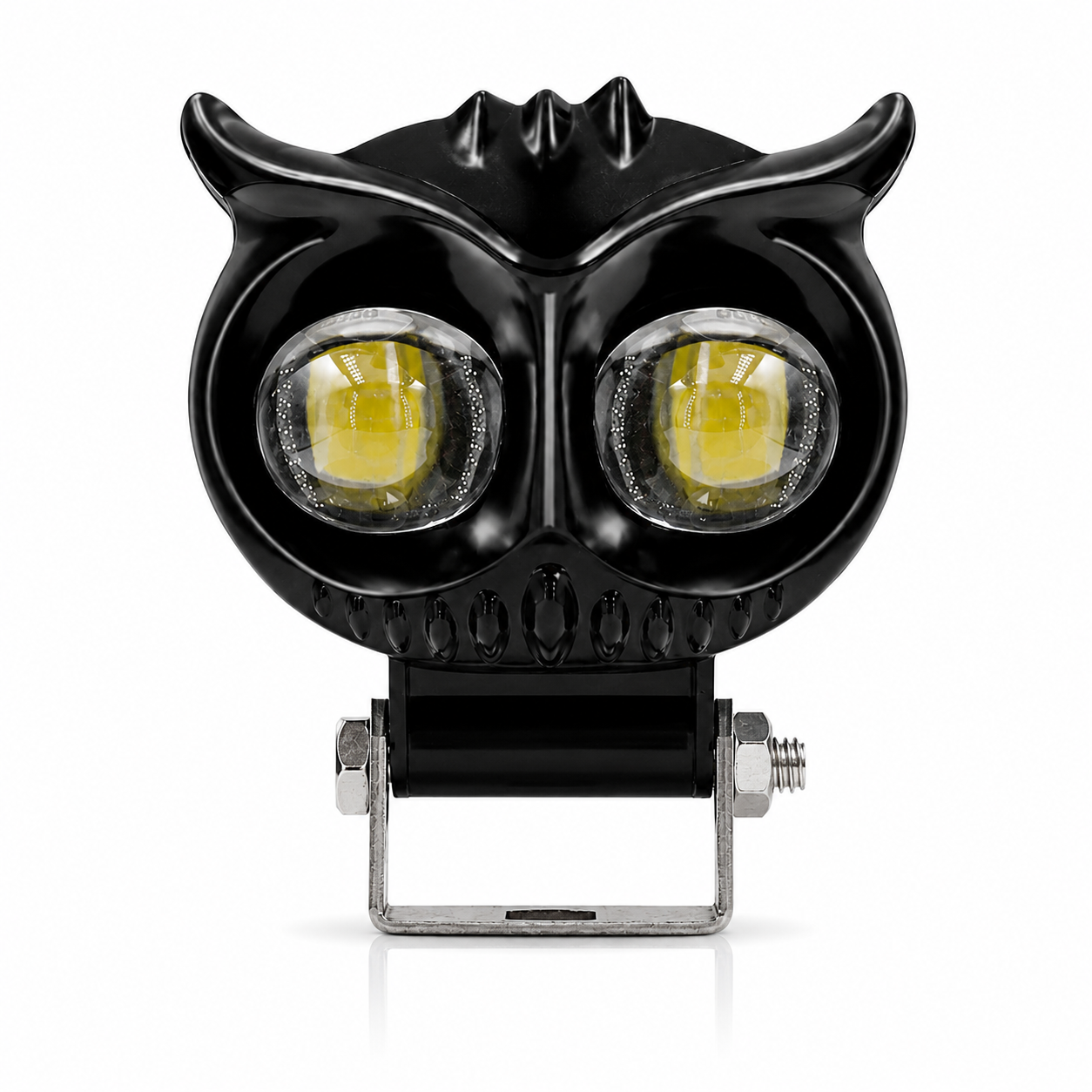 ASAD SPARES Owl Explorer 2X dual beam LED spotlight with yellow and white light for motorcycles 12V to 85V front view