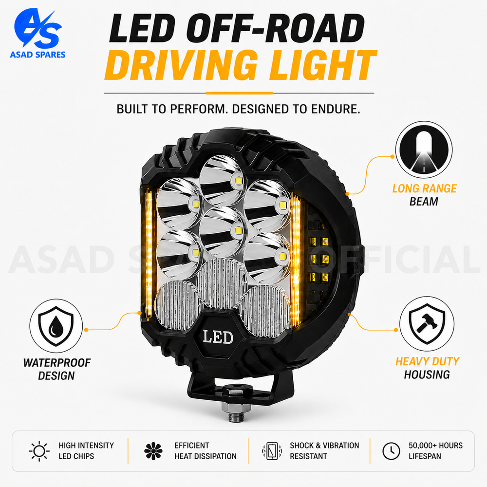 ASAD SPARES LED off-road driving light kit with mounting brackets wiring harness and installation accessories