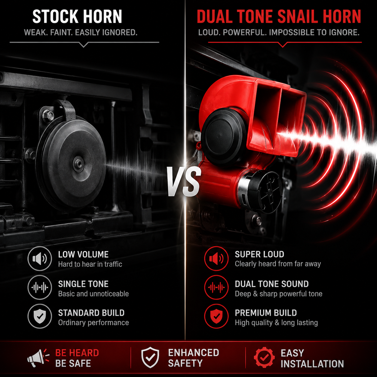 ASAD SPARES 12V dual tone electrical horn package with wiring mounting brackets and installation accessories