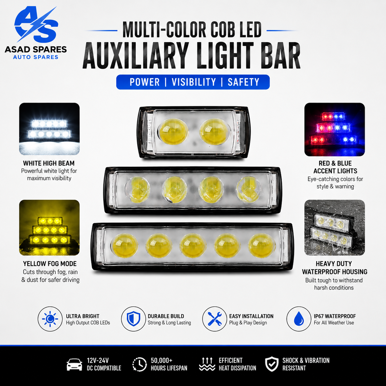 ASAD SPARES LIUHJG motorcycle fog light projector kit with mounting brackets wiring and installation accessories