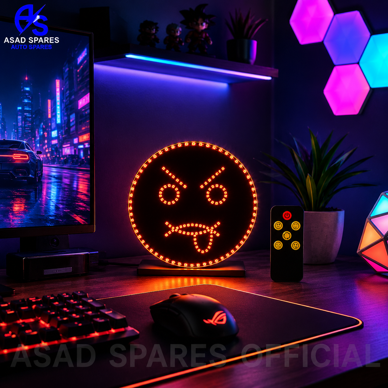 ASAD SPARES LED smiley expression rear window light package with controller USB cable and mounting accessories