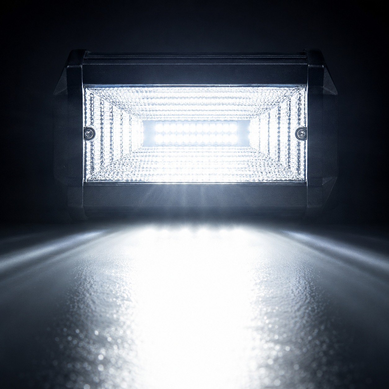 Dual LED work lamps producing bright wide beam lighting for improved nighttime driving and work visibility