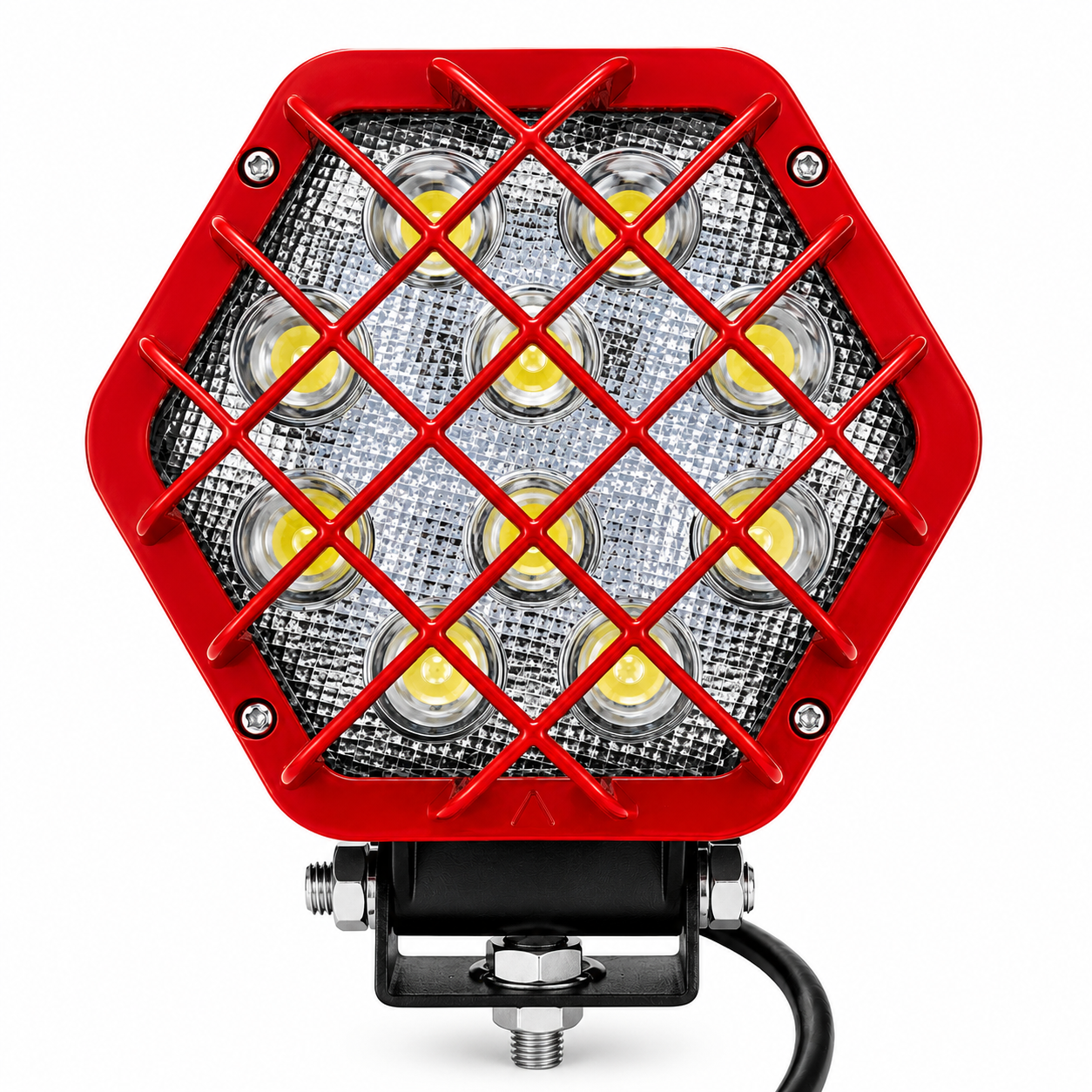 ASAD SPARES 4.5 inch red LED work light with protective cover for trucks heavy vehicles off-road use front angle view