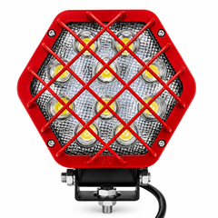 ASAD SPARES 4.5 inch red LED work light with protective cover for trucks heavy vehicles off-road use front angle view