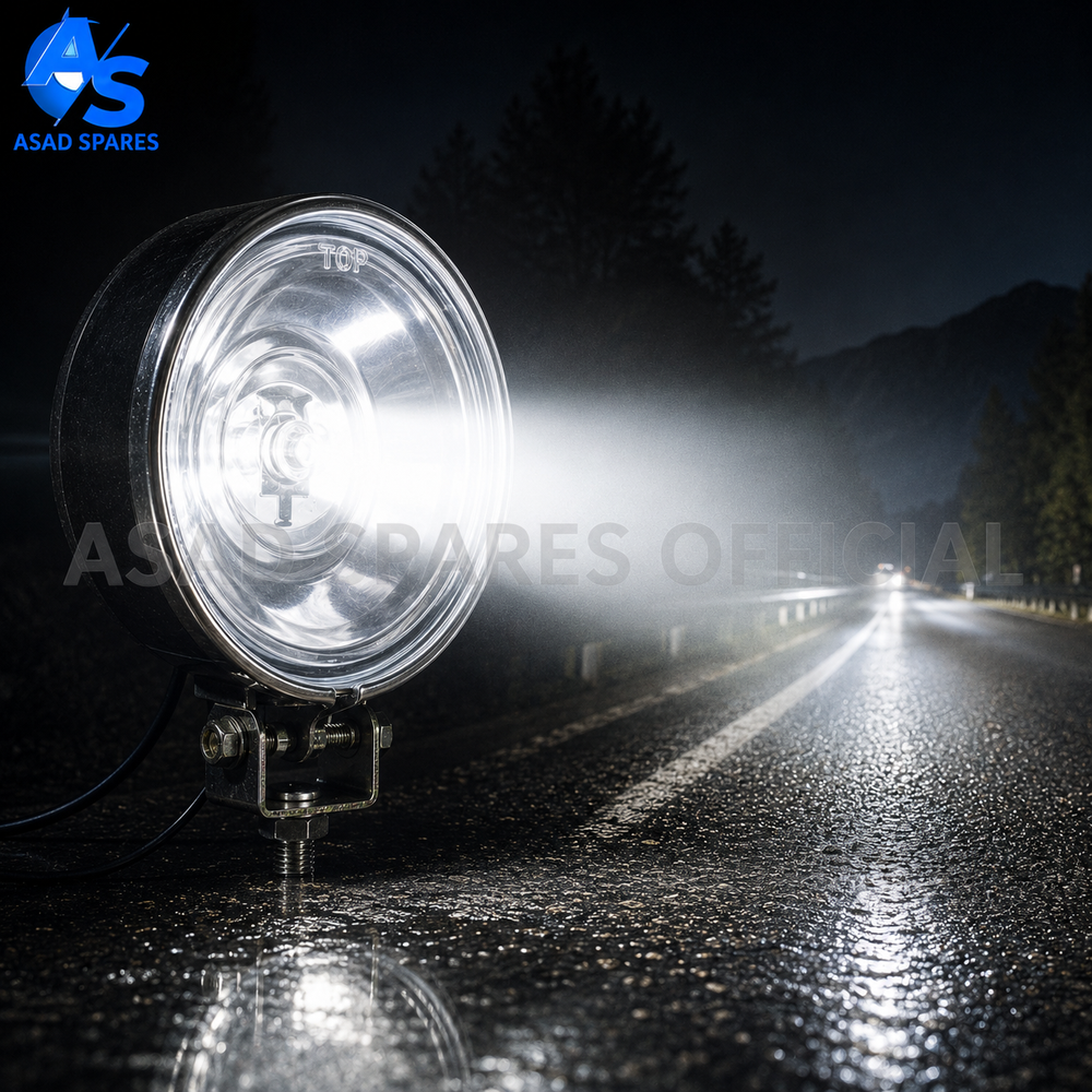 : Round halogen fog lamp suitable for trucks SUVs pickups and commercial vehicles with universal mounting design