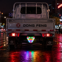 : Anti-collision LED flashing brake light strip mounted on truck rear bumper for increased nighttime road safety