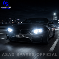 H4 C6 LED headlight bulb producing powerful white beam for enhanced nighttime driving visibility and safety