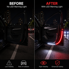 Waterproof LED door light installed on car door edge providing welcome lighting and safety warning functionality