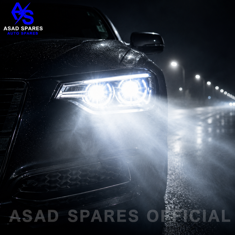H4 C6 LED headlight bulb installed in vehicle headlamp housing for brighter road illumination and modern lighting upgrade