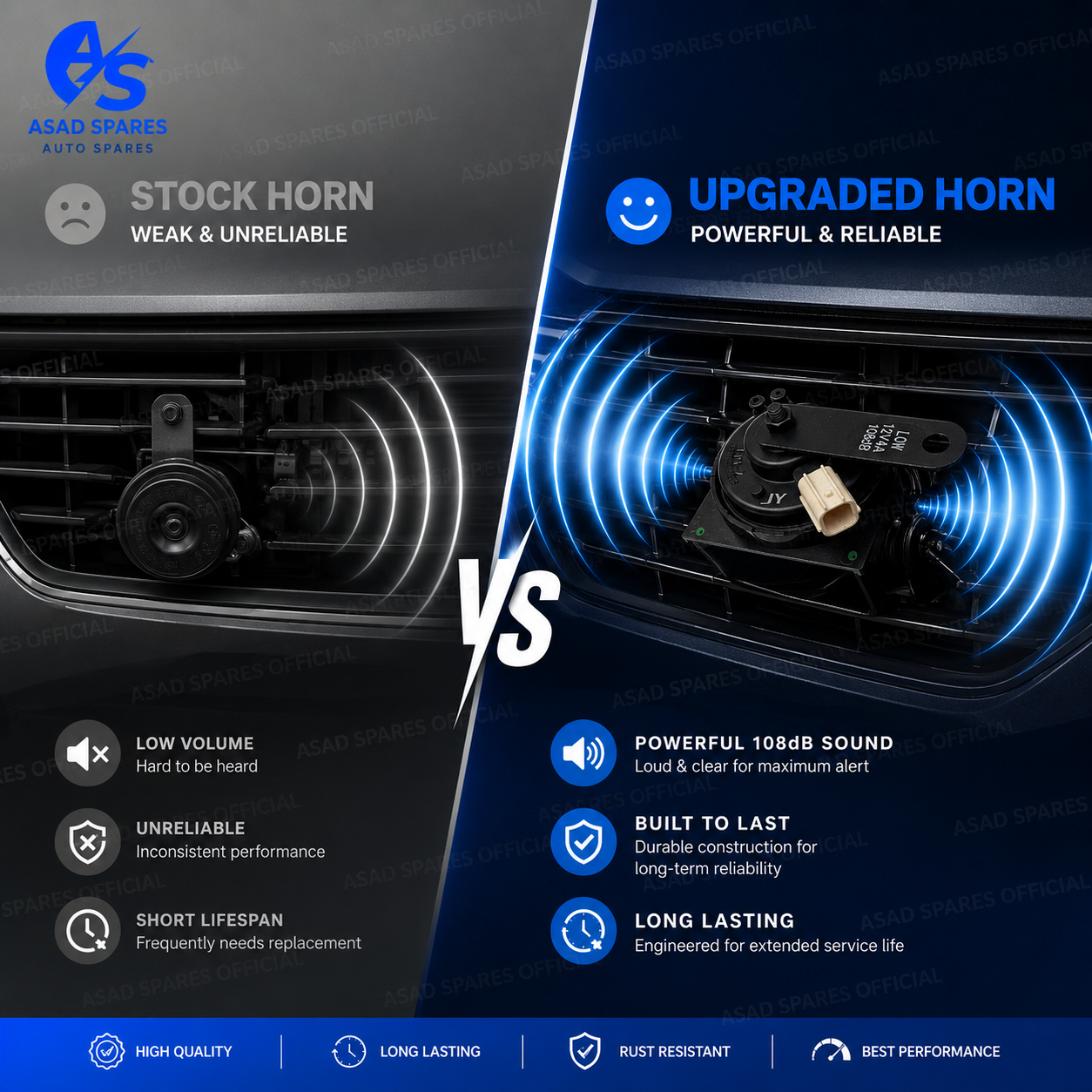 Waterproof OEM fit horn speaker replacement suitable for daily driving and all weather road conditions
